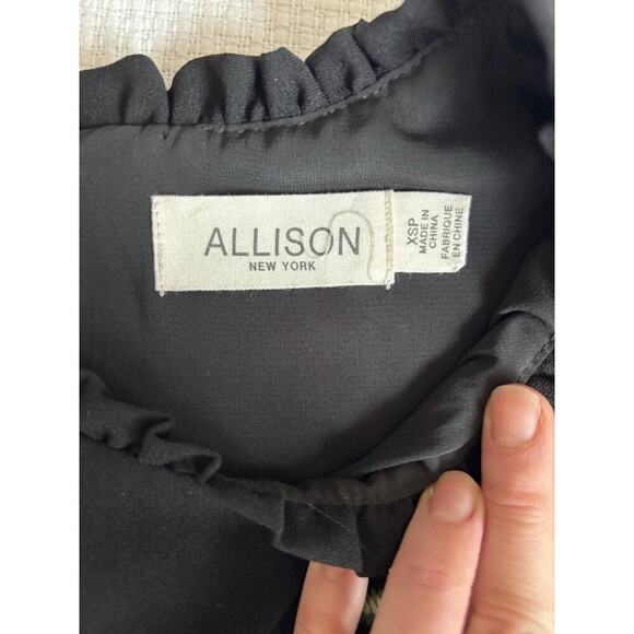 ANTHROPOLOGIE Allison New York Dress XSP Black Embroidery Ruffle Prairie Cottage - Picture 5 of 9